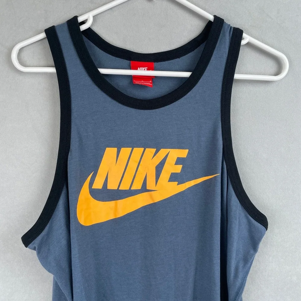 Nike Sportswear Ace Logo Futura Ringer Tank Top Blue Orange L Retro Rare Red Tag
